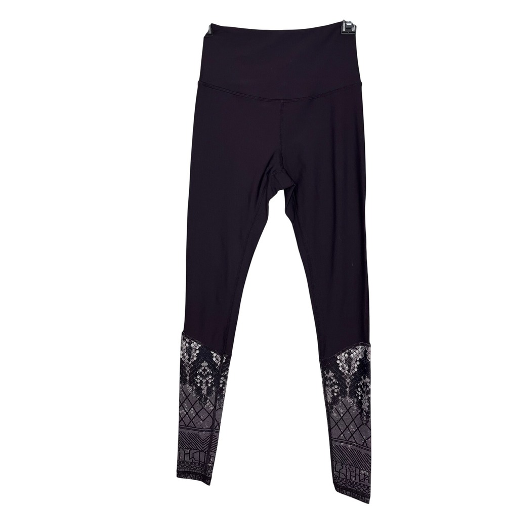 Manduka Womens XS High Waisted Yoga Leggings Plum Purple Snakeskin Tribal Print